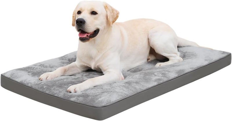 EMSLX Dog Bed for Crate Washable Dog Beds Large Sized Plush Kennel Pad Pet Sleeping Mat with Anti-Slip Bottom, 35x22 Inch, Grey - Image 1